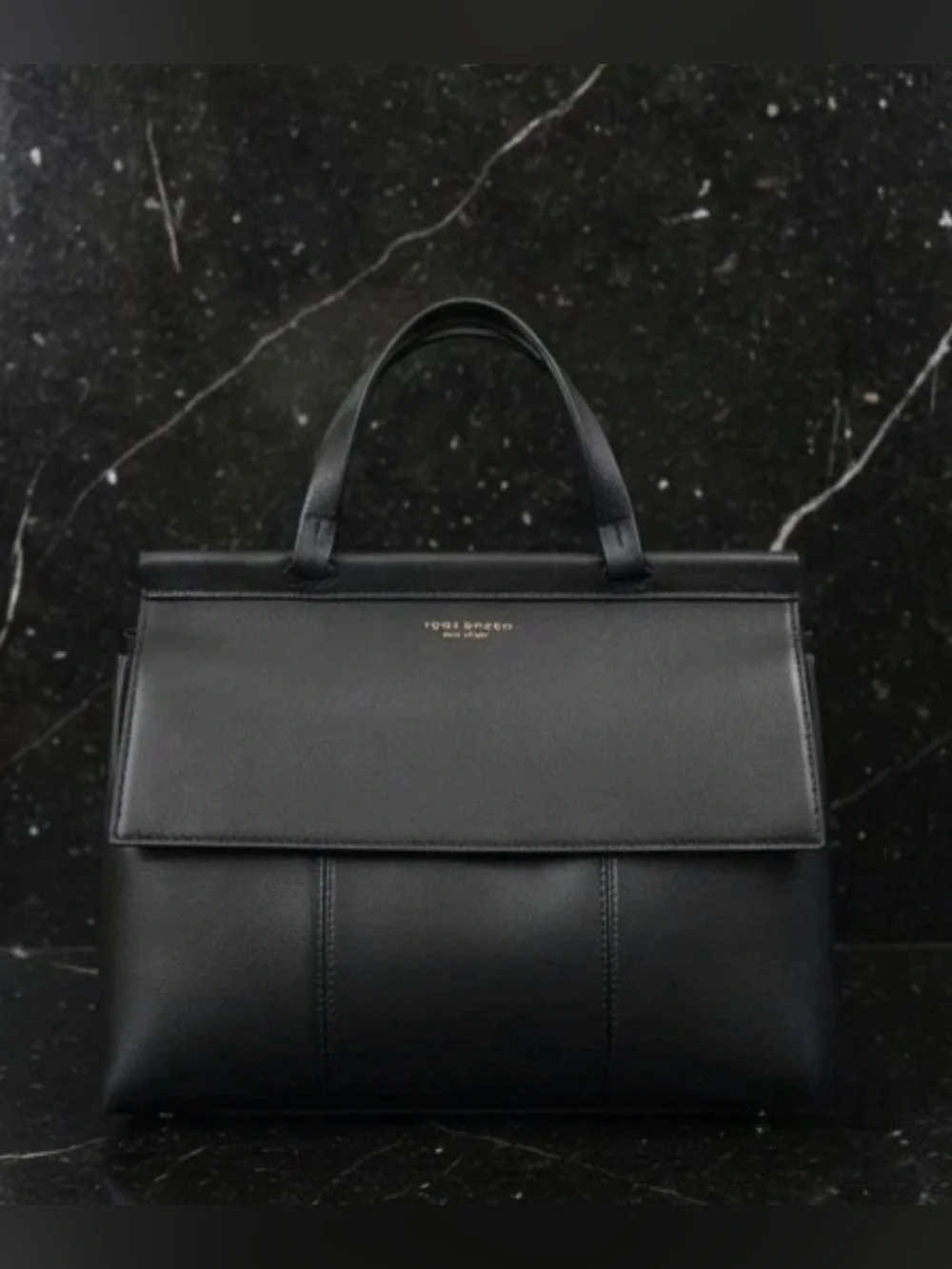 TORY BURCH Black Smooth Leather Block T Satchel Bag With Strap
